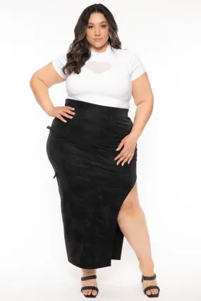 Plus Size  Alina   Cargo Maxi Skirt- Black