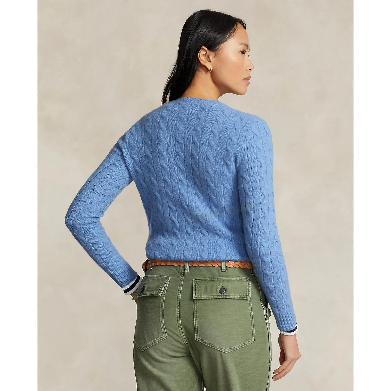 Polo Ralph Lauren - Julianna Cable Knit Crewneck Cashmere/Wool Sweater - New Litchfield Blue