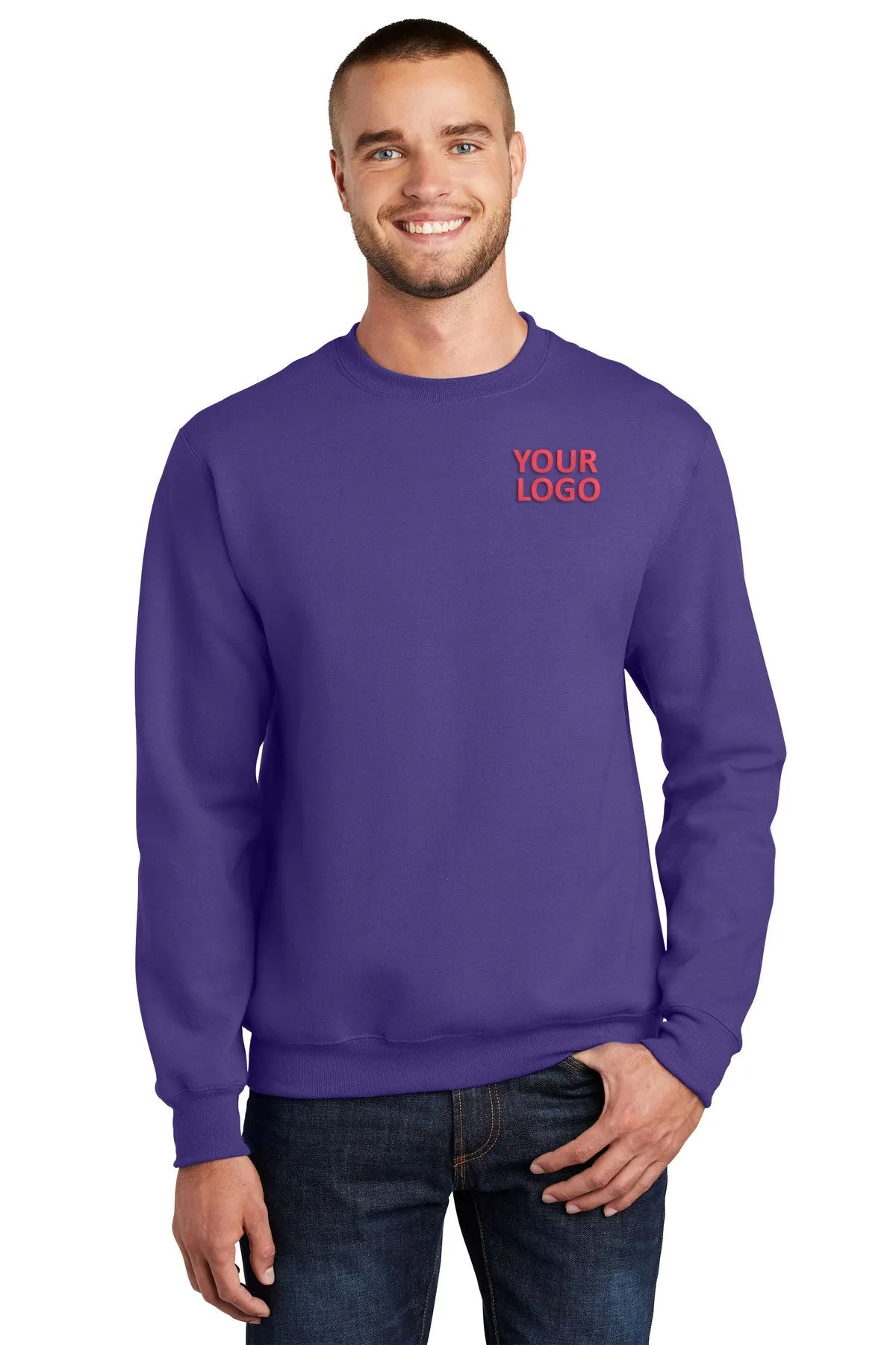 Port & Company Essential Fleece Custom Sweatshirts, Purple