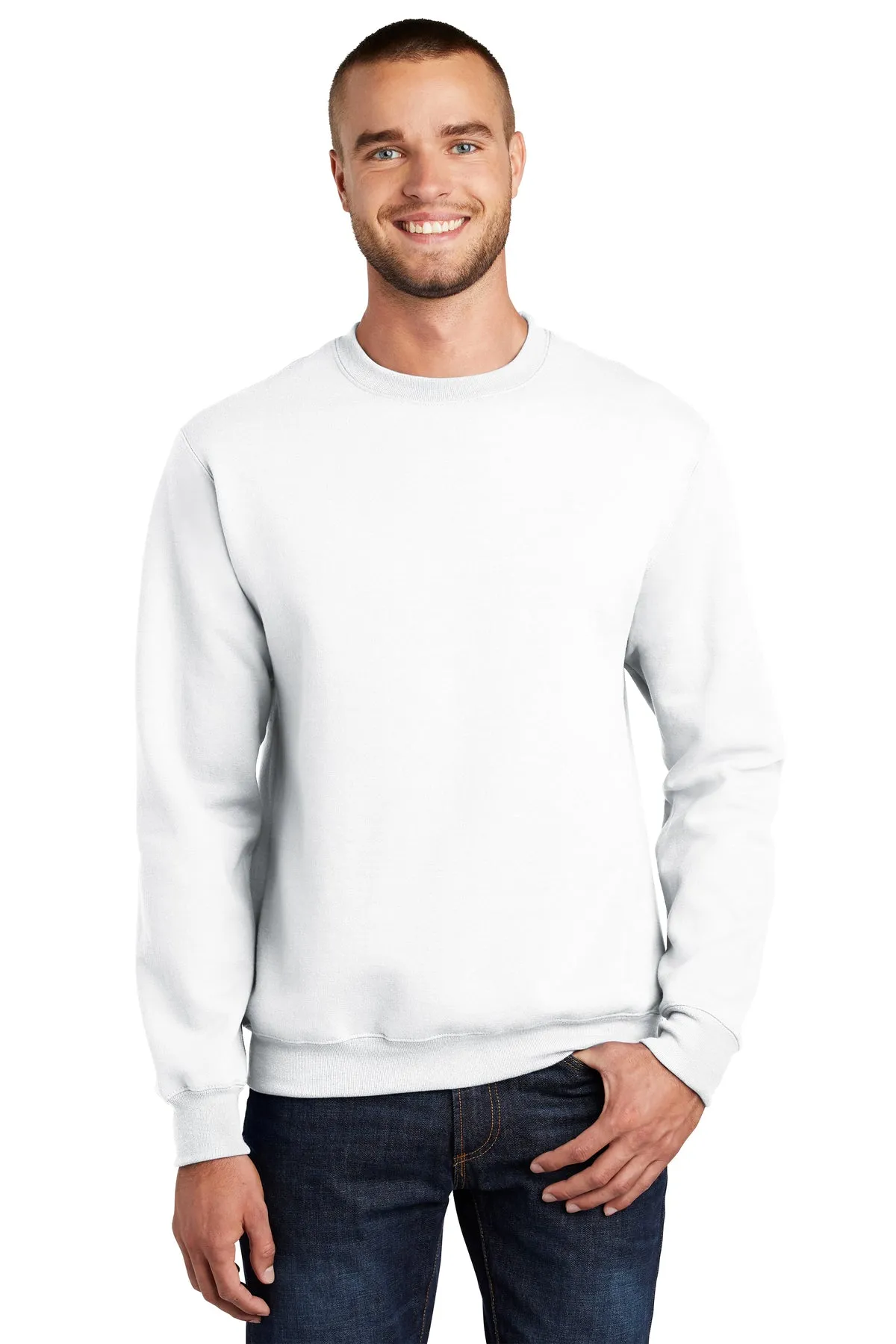 Port & Company Essential Fleece Custom Sweatshirts, White