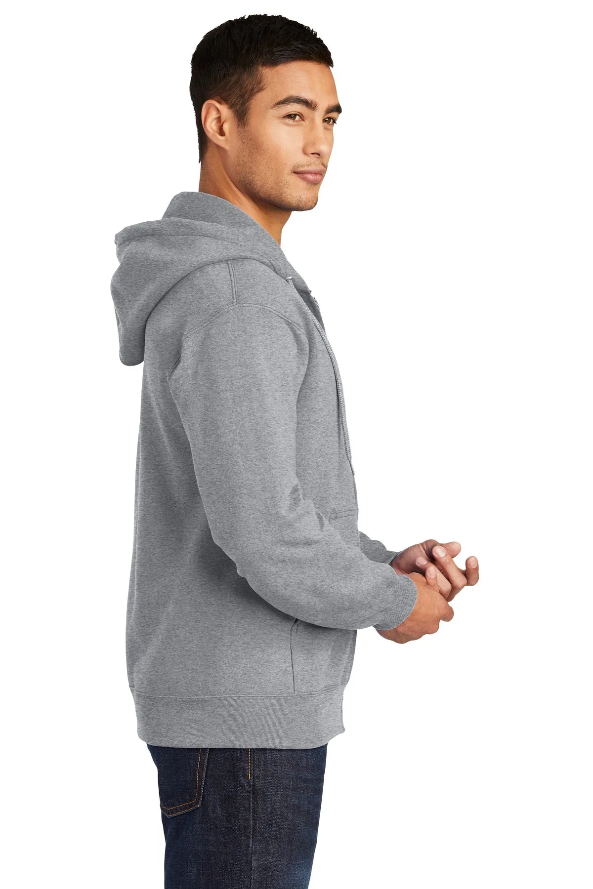 Port & Company Essential Fleece Custom Zip Hoodies, Athletic Heather