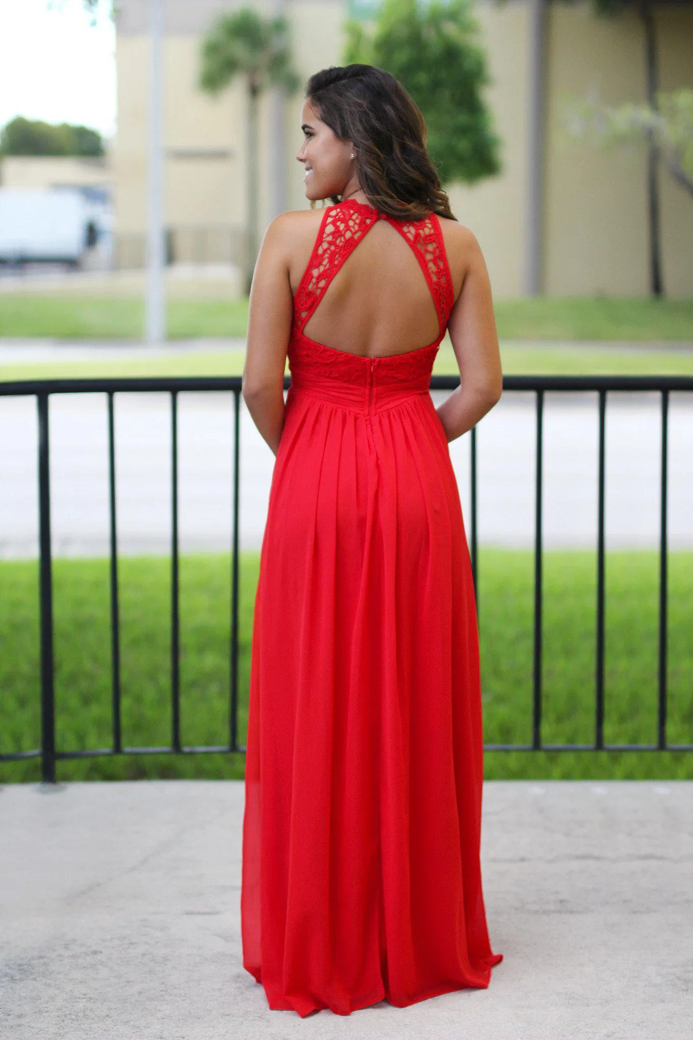 Red Crochet Maxi Dress