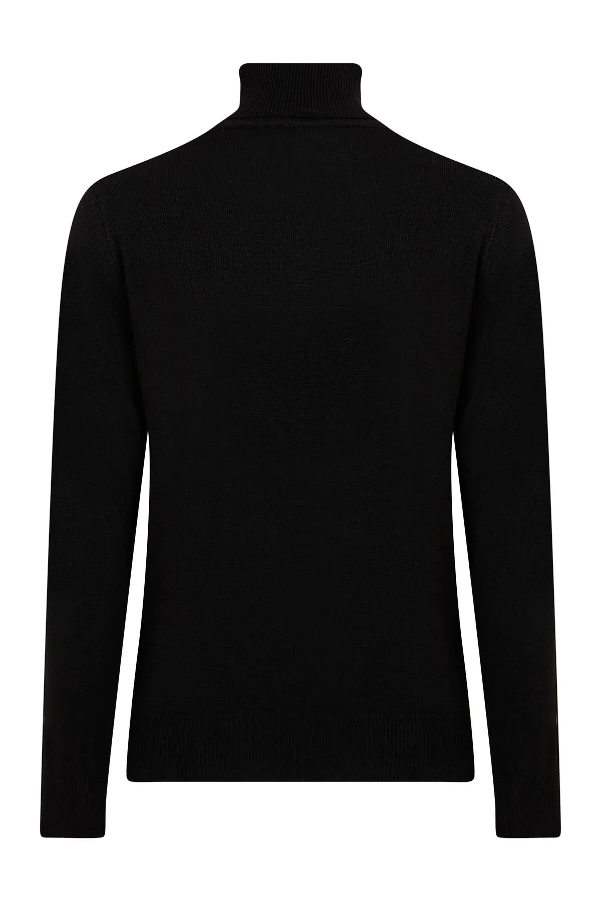 Regular Fit Basic Plain Black Turtleneck Sweater