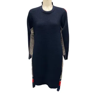 Sacai Navy Blue / White / Red Wool Knit Dress