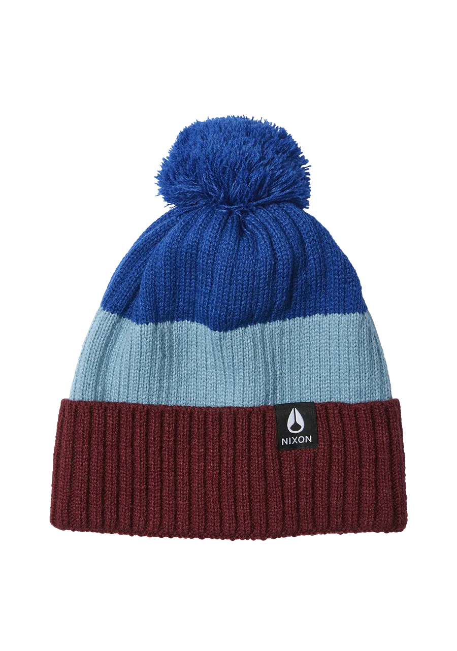 Schrader Pom Beanie - Dark Cherry / Blue