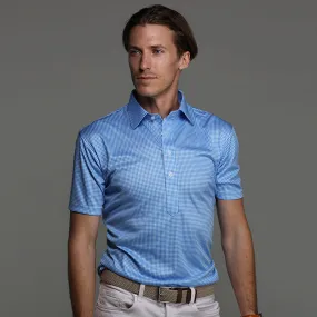 Semi-Spread Collar Polo Gramercy Light Blue Micro Gingham