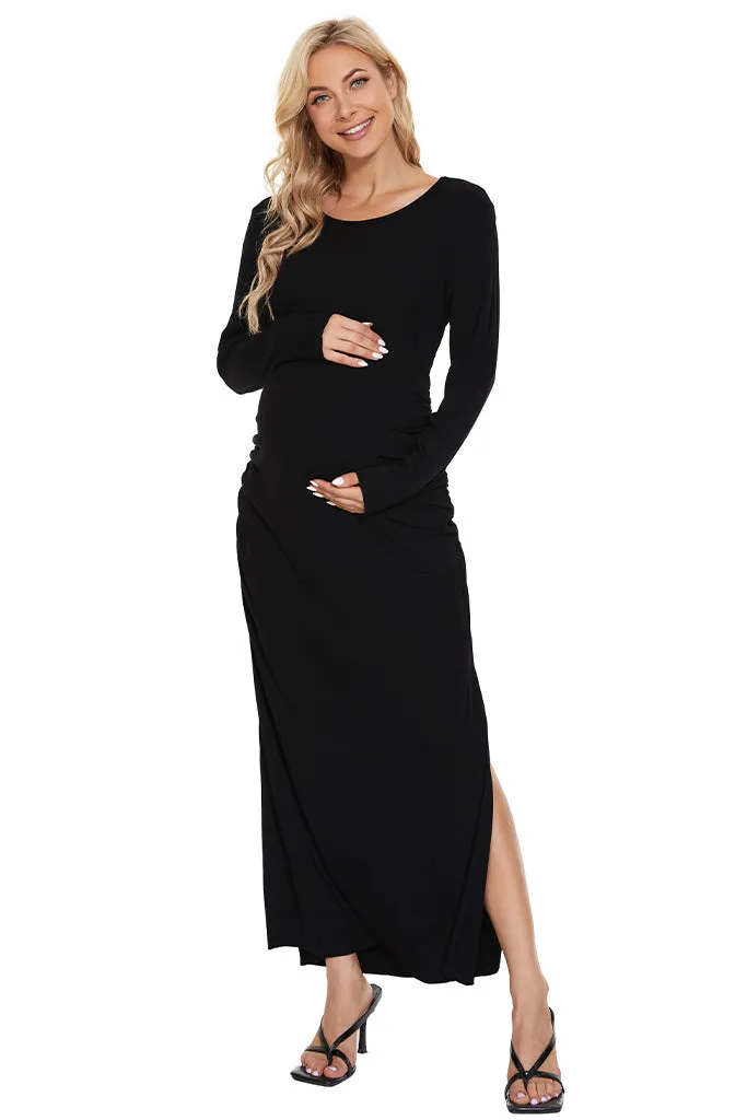 Smallshow Long Sleeve Maternity Maxi Dress