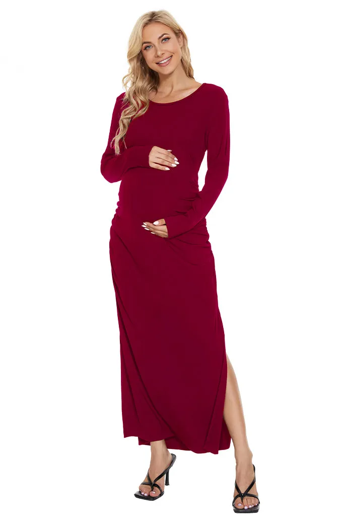 Smallshow Long Sleeve Maternity Maxi Dress