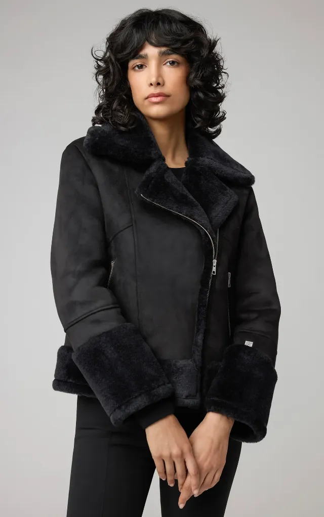 Soia & Kyo Phoebe Faux Sherpa Jacket in Black