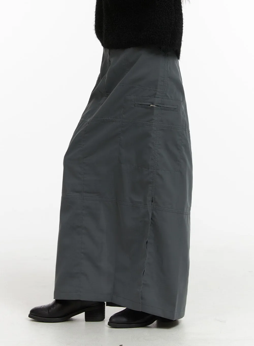 Solid Maxi Cargo Skirt CJ417