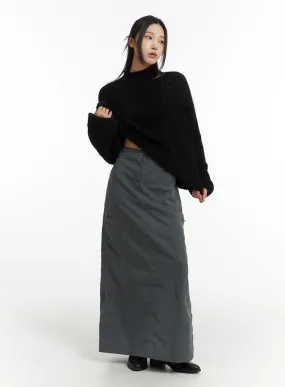 Solid Maxi Cargo Skirt CJ417