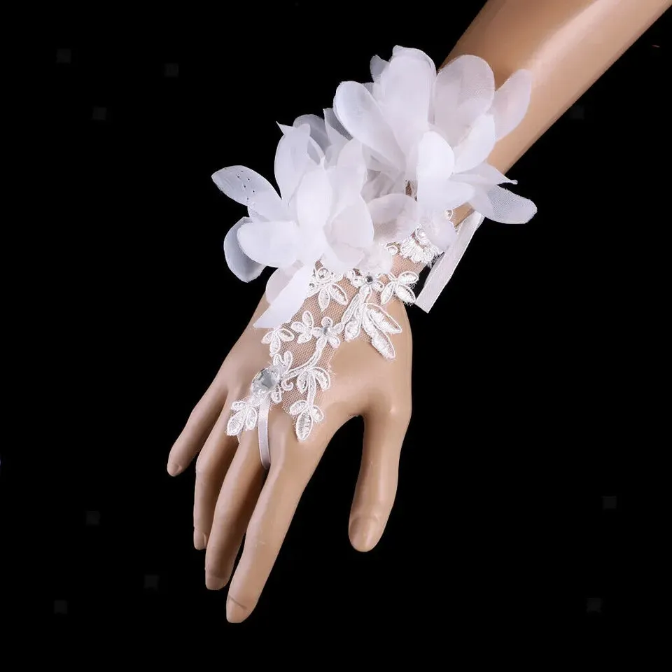 Sparkle Lace Applique Fingerless Wedding Gloves