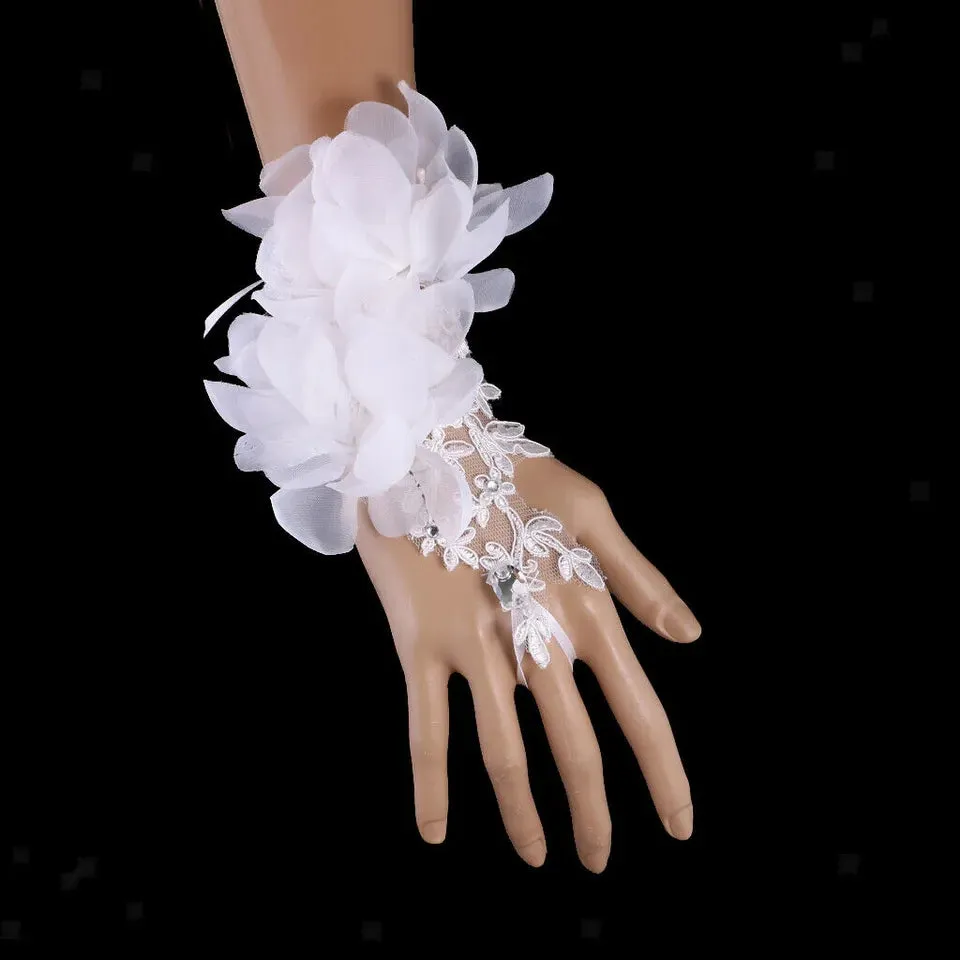 Sparkle Lace Applique Fingerless Wedding Gloves