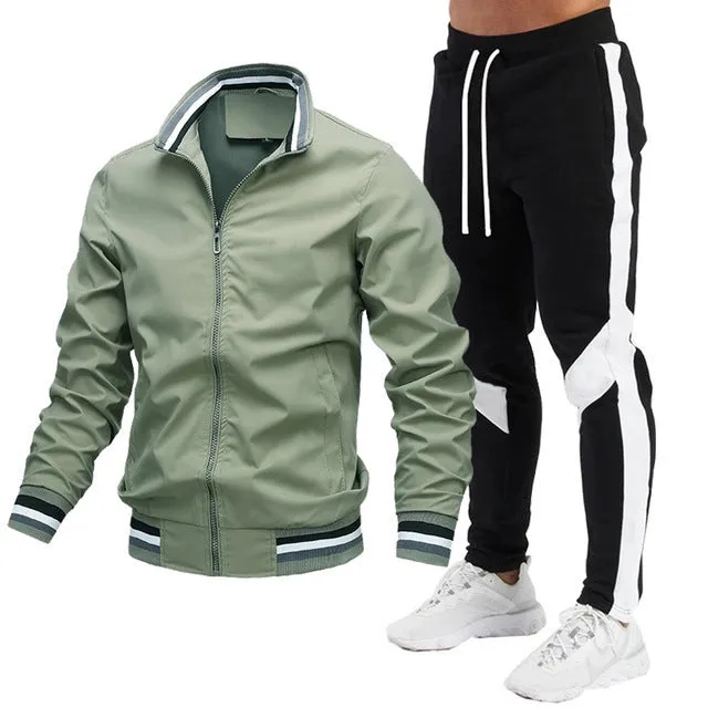 Street Running Sports Teen Jacket Stitching Printing Sweatpants Suit