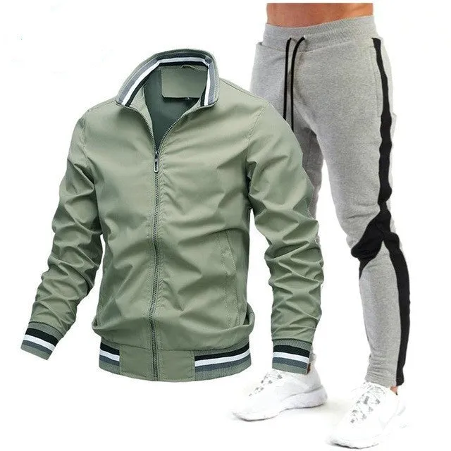 Street Running Sports Teen Jacket Stitching Printing Sweatpants Suit