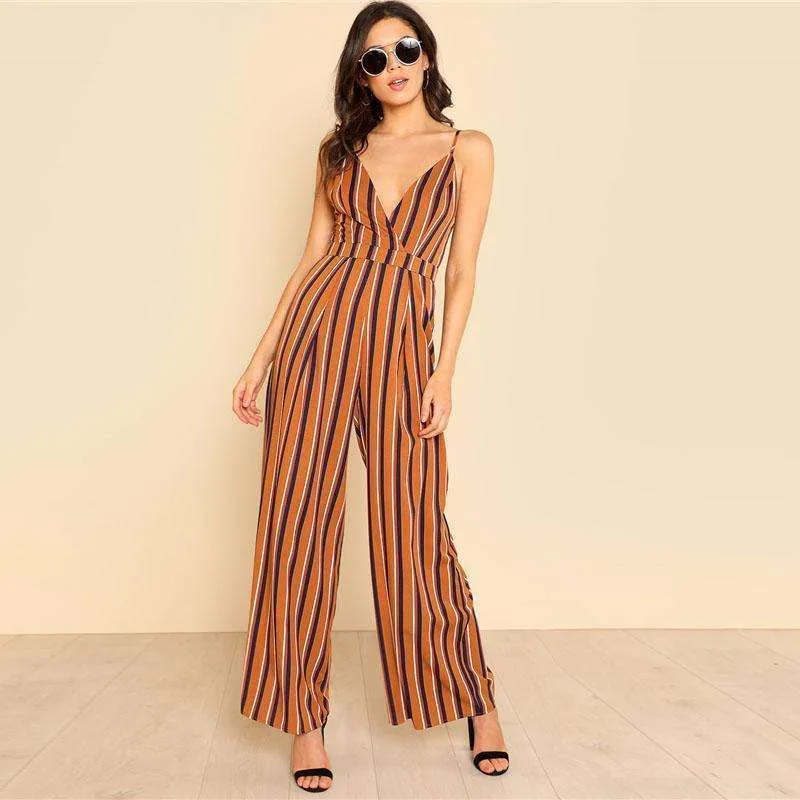 Striped Spaghetti Strap Travel Romper