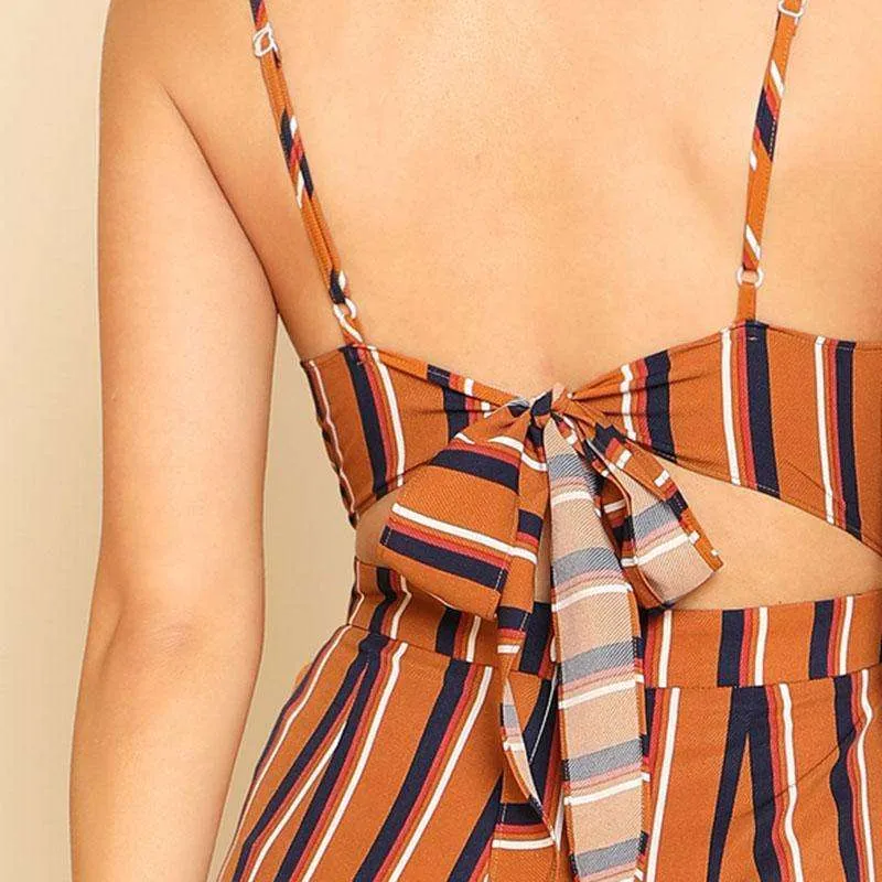 Striped Spaghetti Strap Travel Romper