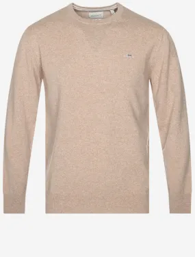 Superfine Lambswool Crew Neck Dark Sand Melange