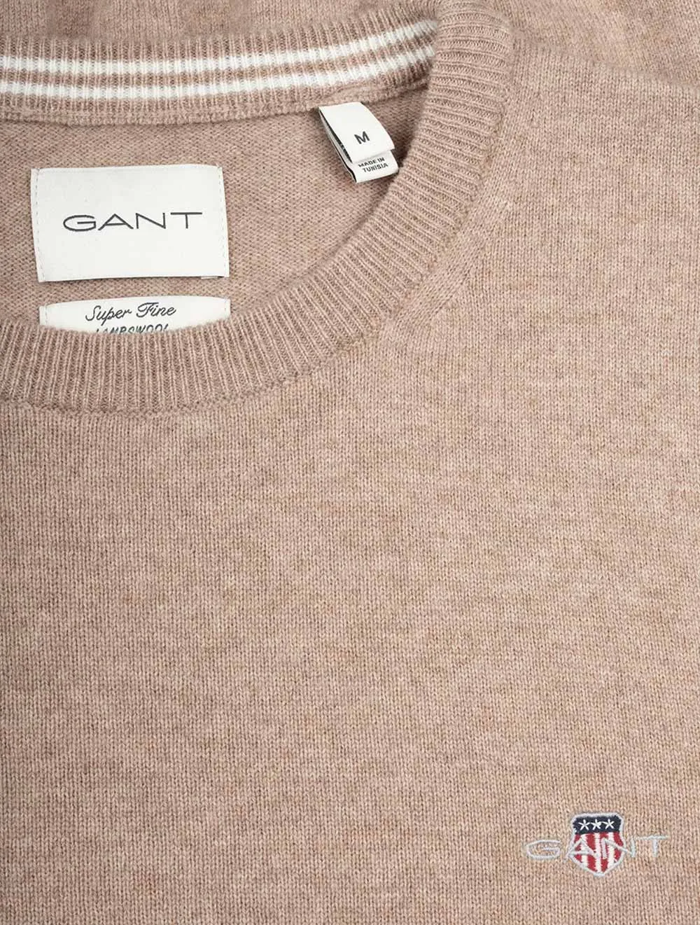 Superfine Lambswool Crew Neck Dark Sand Melange