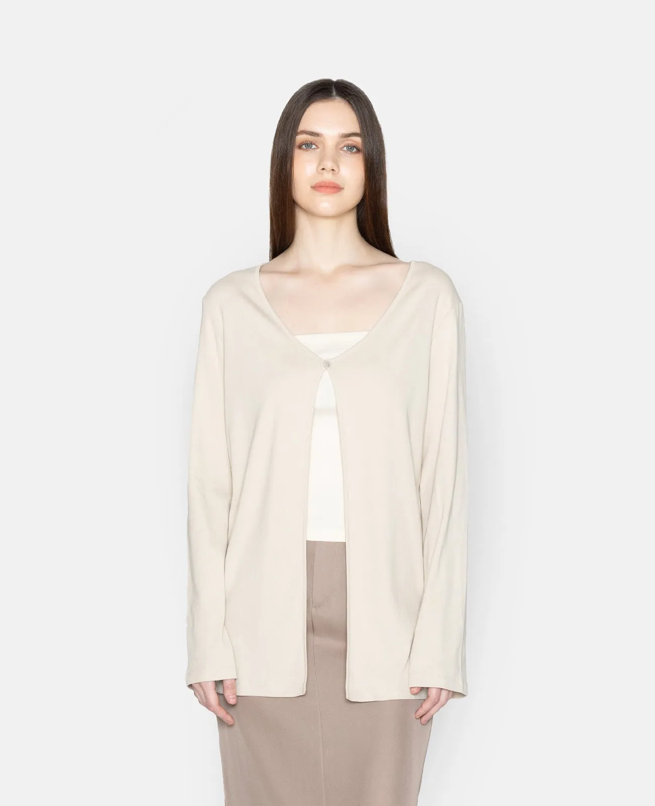 Supima Single Button Ribbed Cardigan