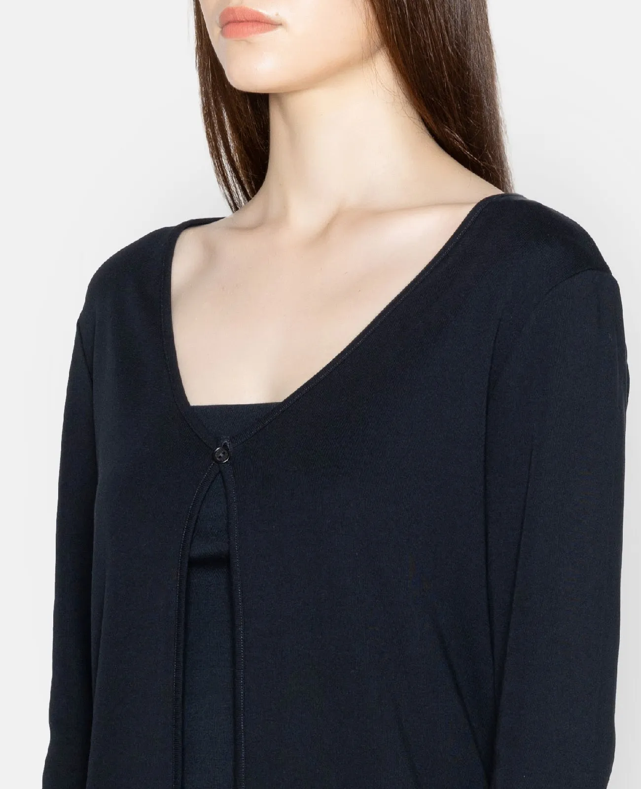 Supima Single Button Ribbed Cardigan