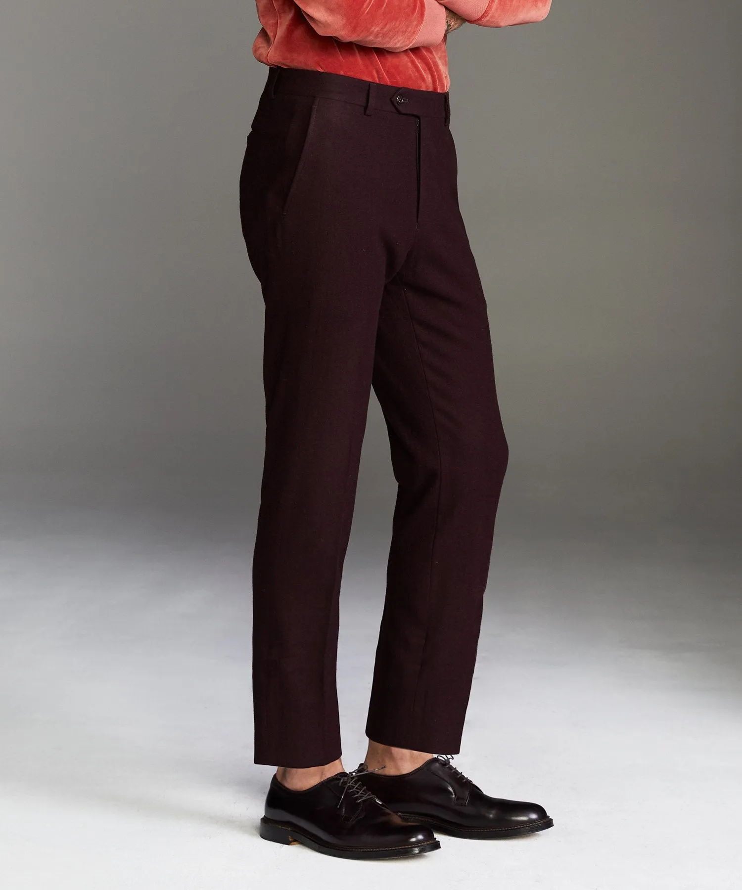 Sutton Wool Donegal Trouser in Burgundy