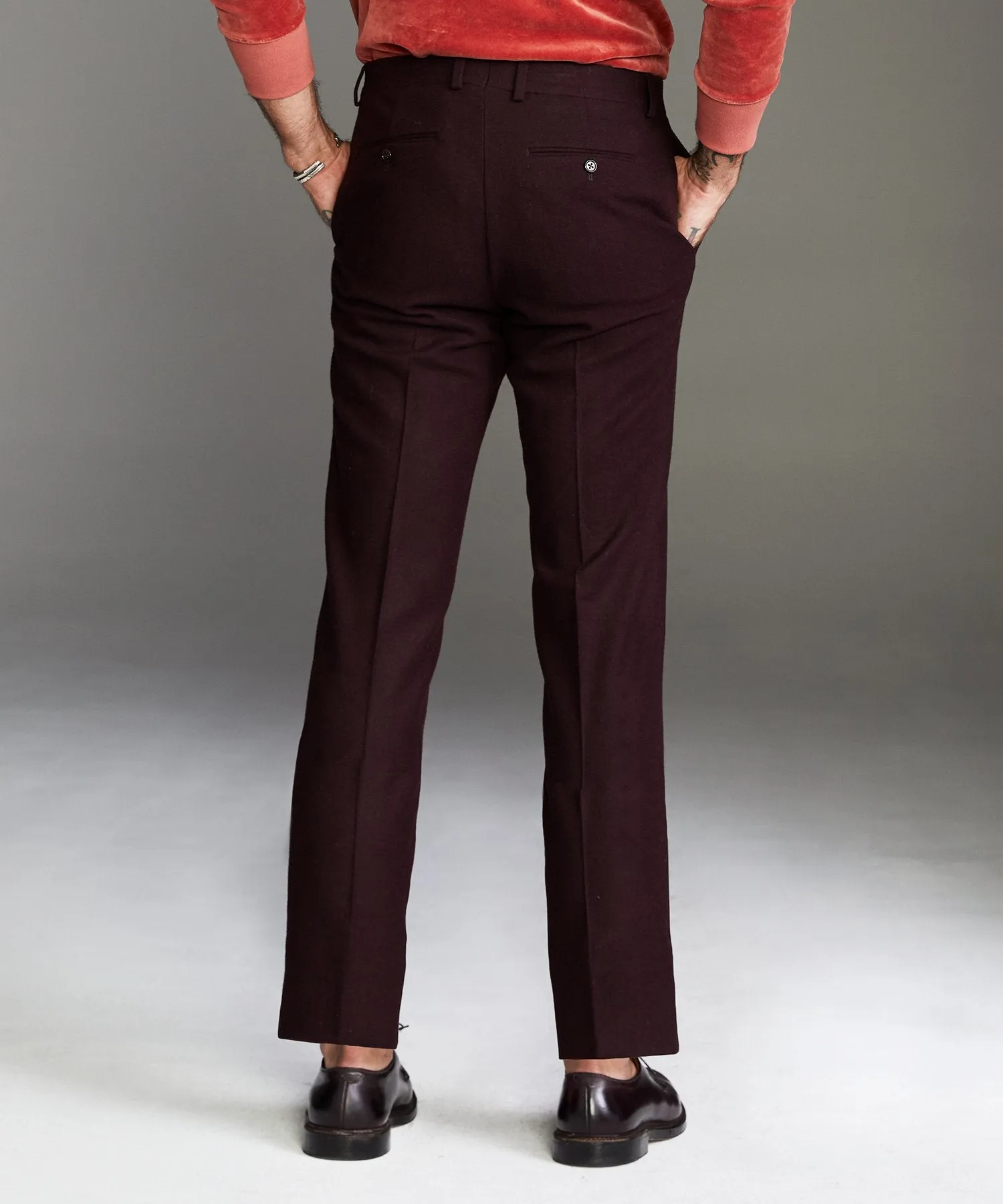 Sutton Wool Donegal Trouser in Burgundy