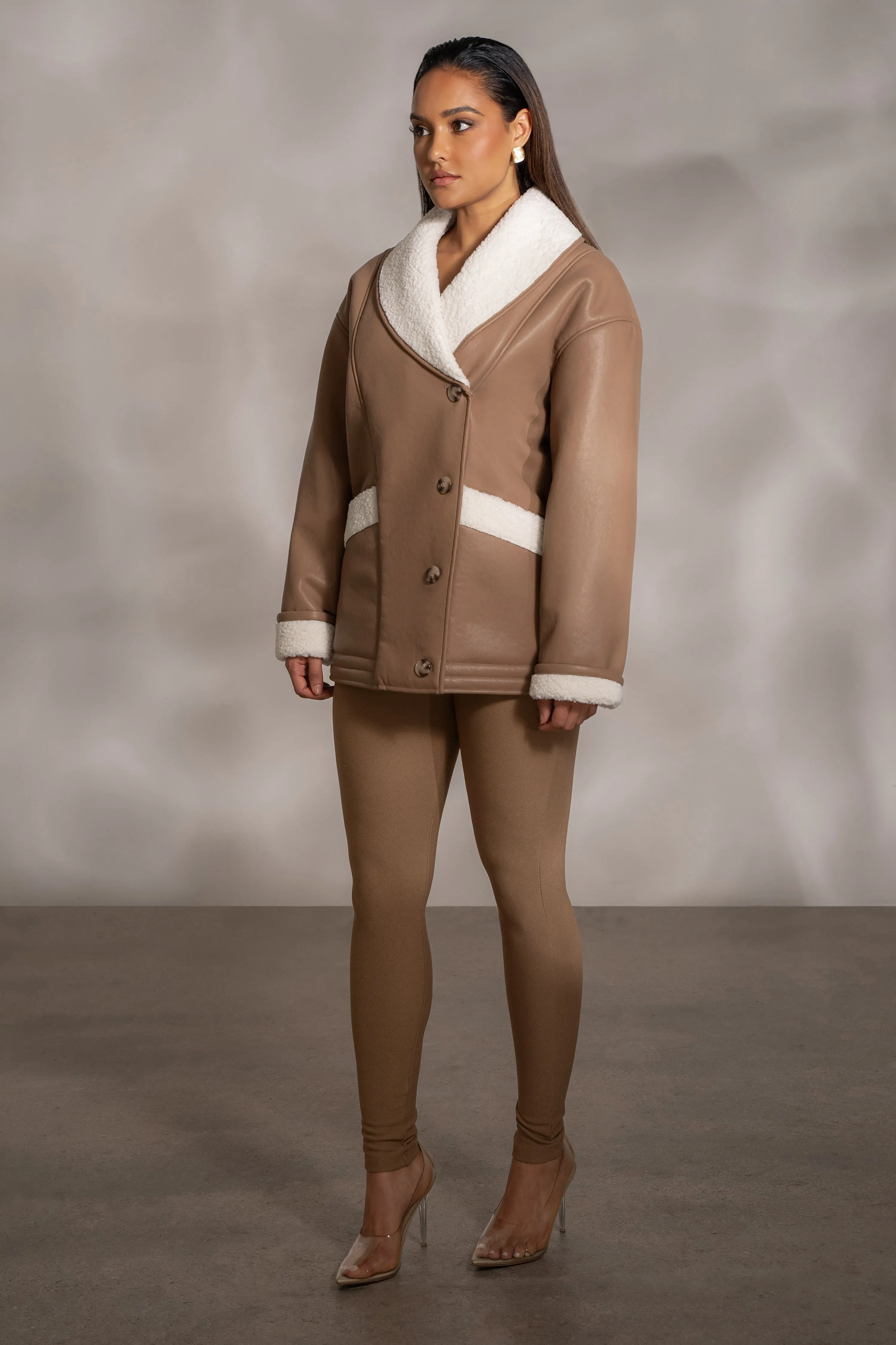 Tan Presley Faux Leather Coat