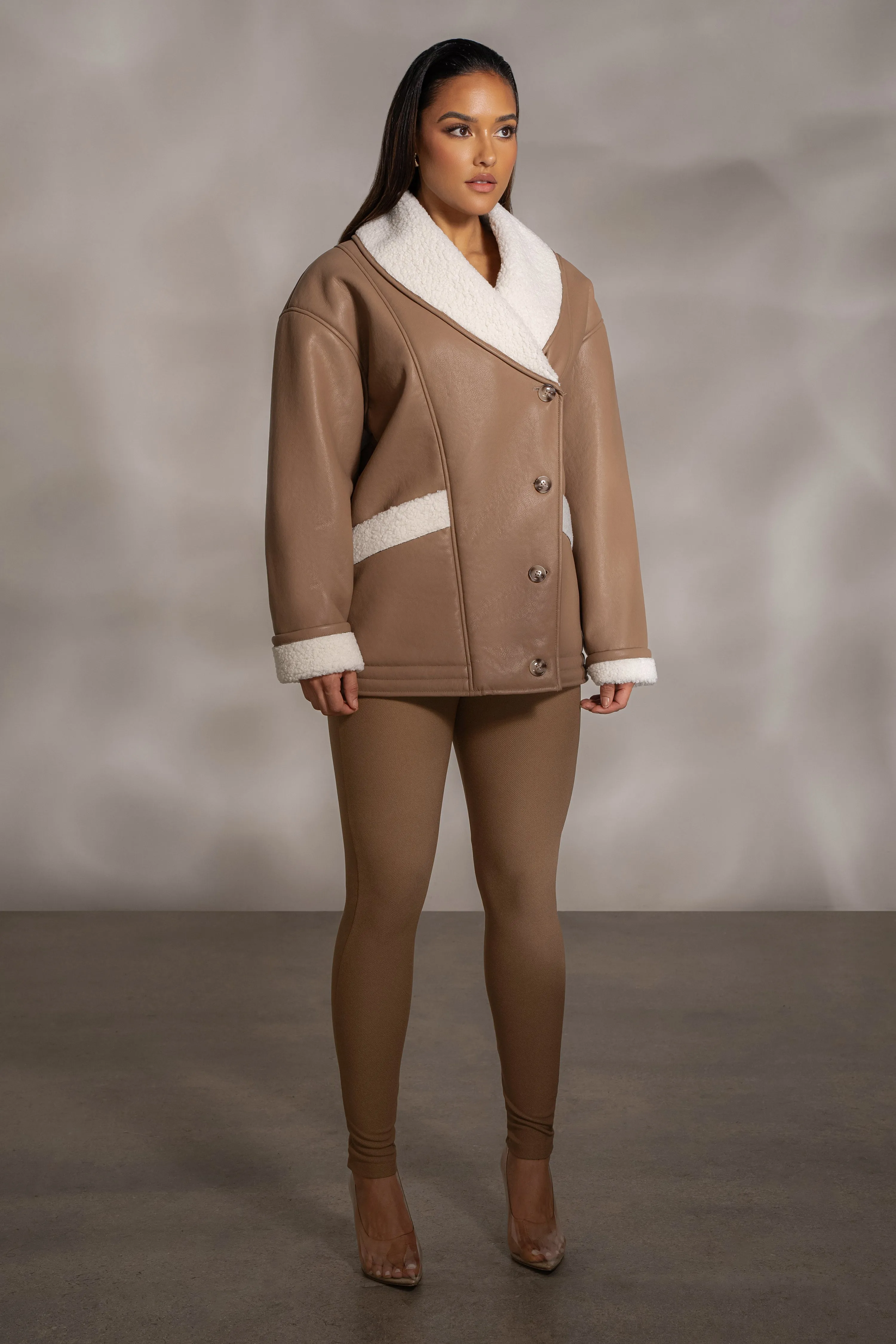 Tan Presley Faux Leather Coat