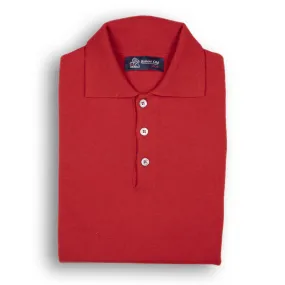 The Oban 3 button long sleeve Cashmere Polo Sweater - Chianti Red