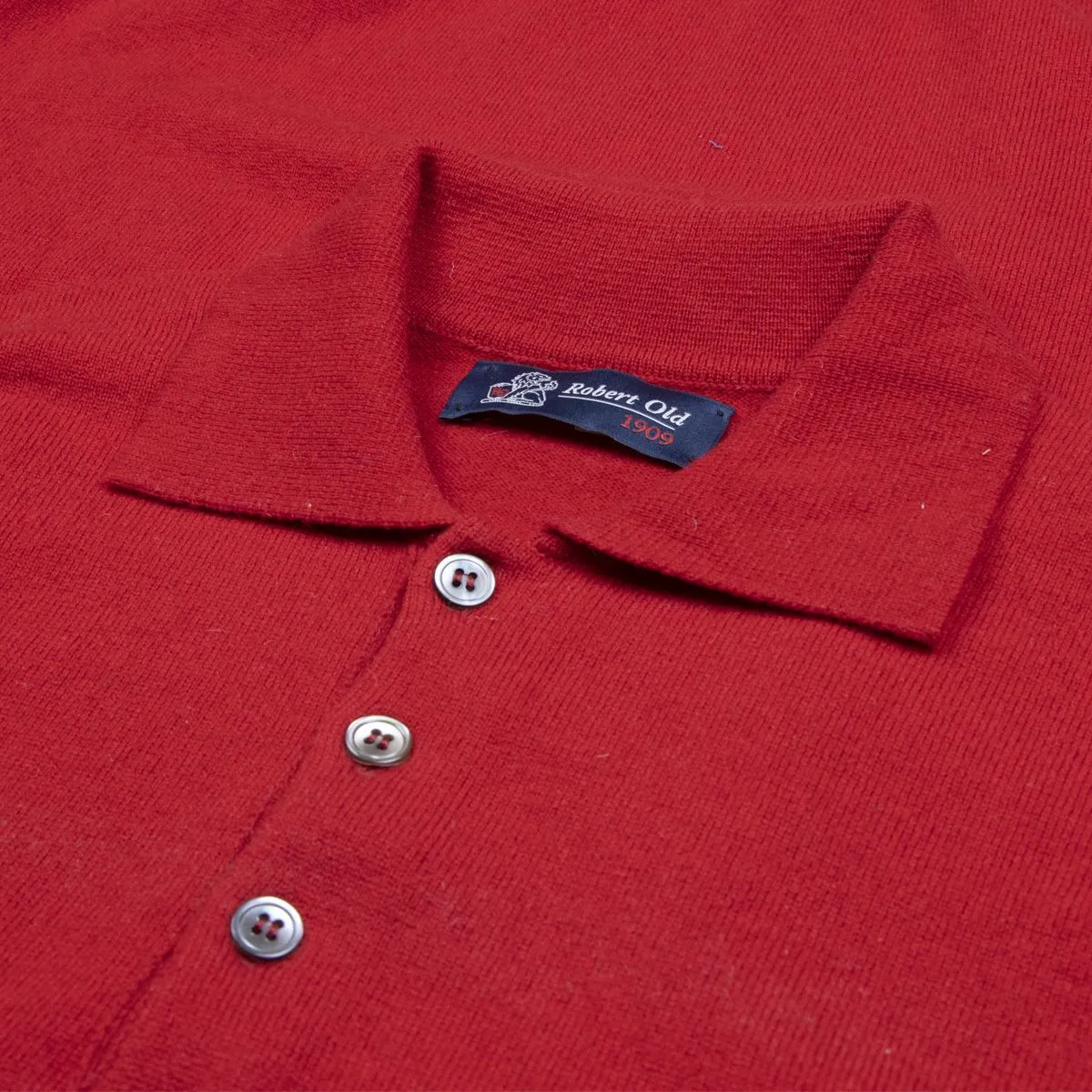 The Oban 3 button long sleeve Cashmere Polo Sweater - Chianti Red