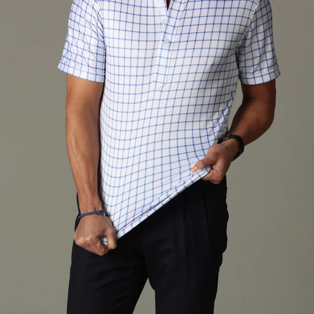 The Original Dress Collar Polo™ Blue Grid Check