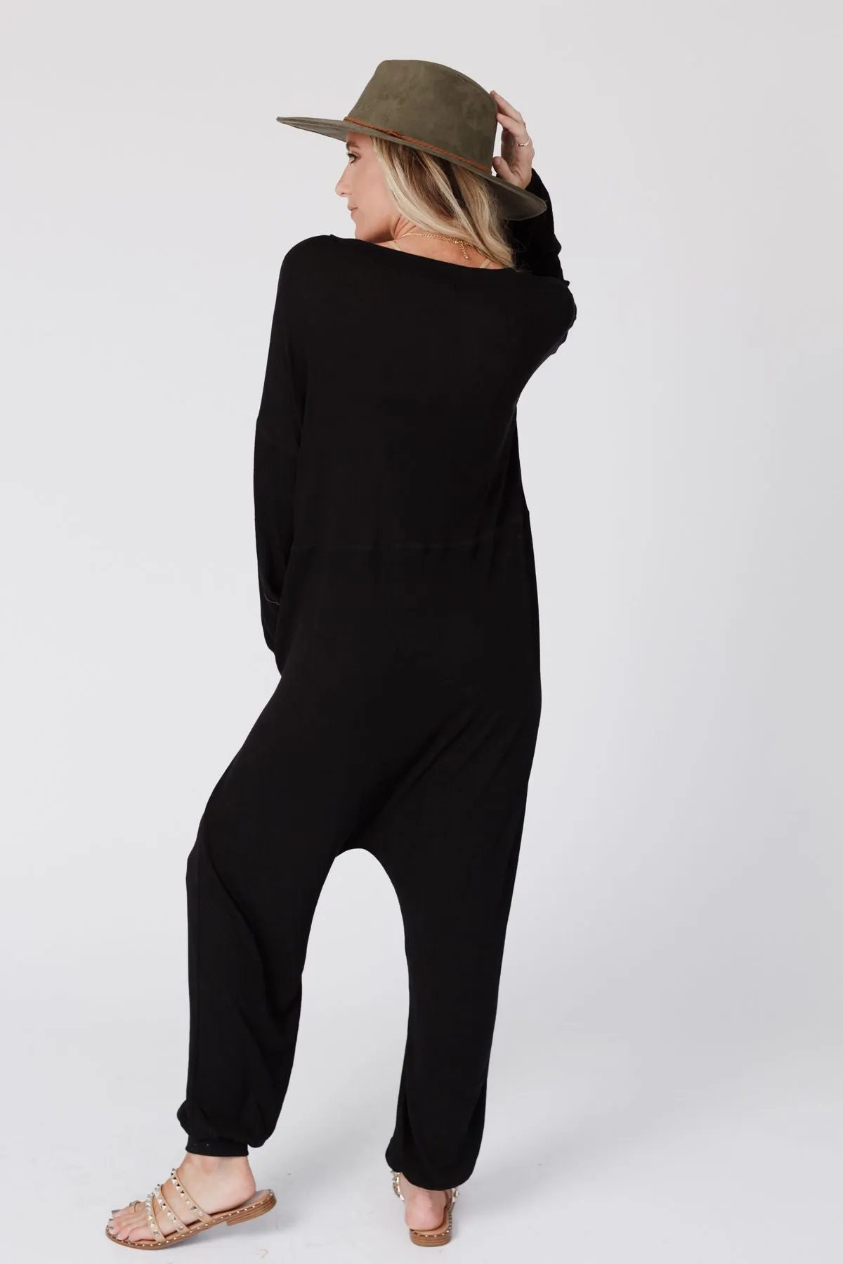 The Perfect Long Sleeve Harem Jumpsuit - Black