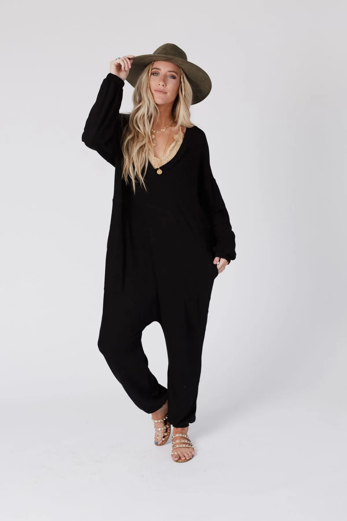 The Perfect Long Sleeve Harem Jumpsuit - Black