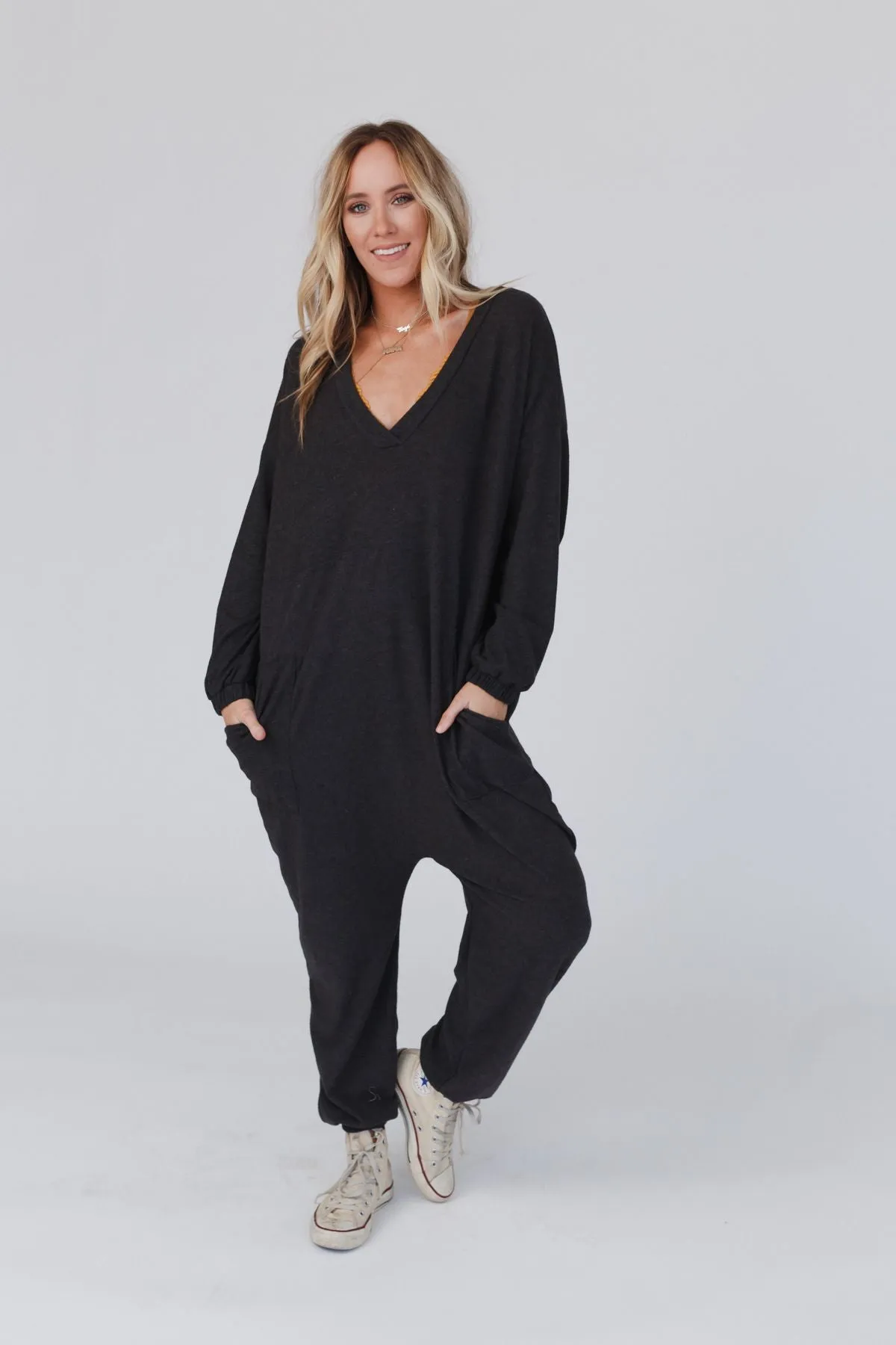 The Perfect Long Sleeve Harem Jumpsuit - Dark Gray