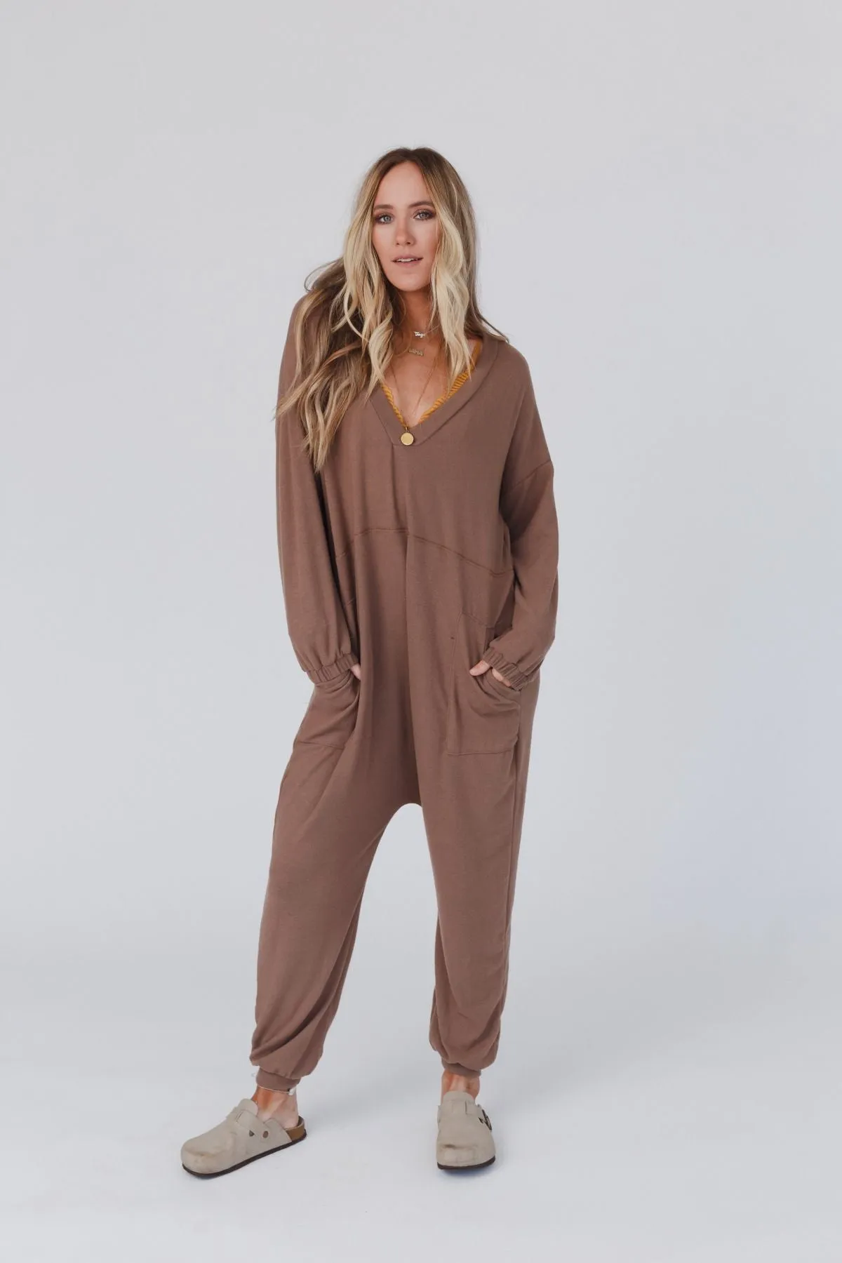 The Perfect Long Sleeve Harem Jumpsuit - Mushroom