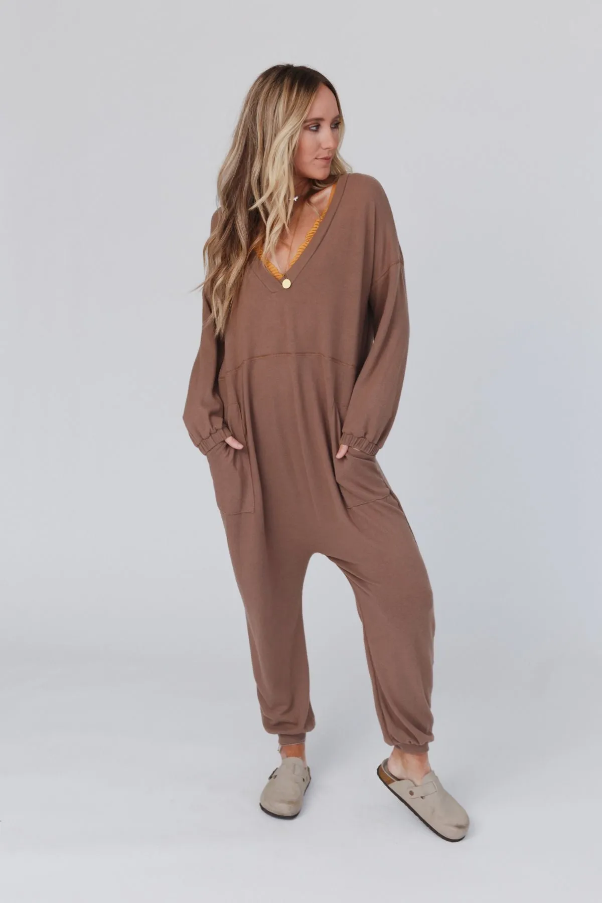 The Perfect Long Sleeve Harem Jumpsuit - Mushroom