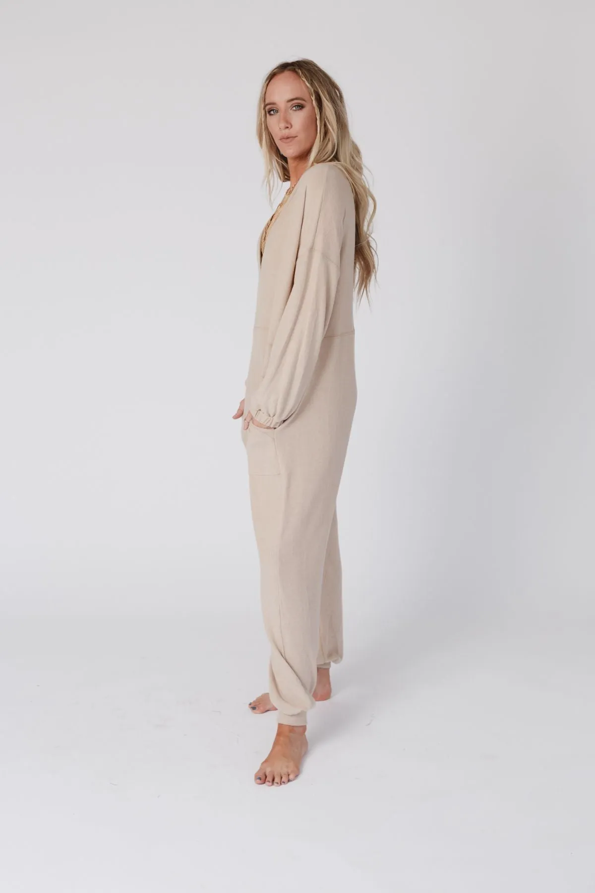 The Perfect Long Sleeve Harem Jumpsuit - Oatmeal