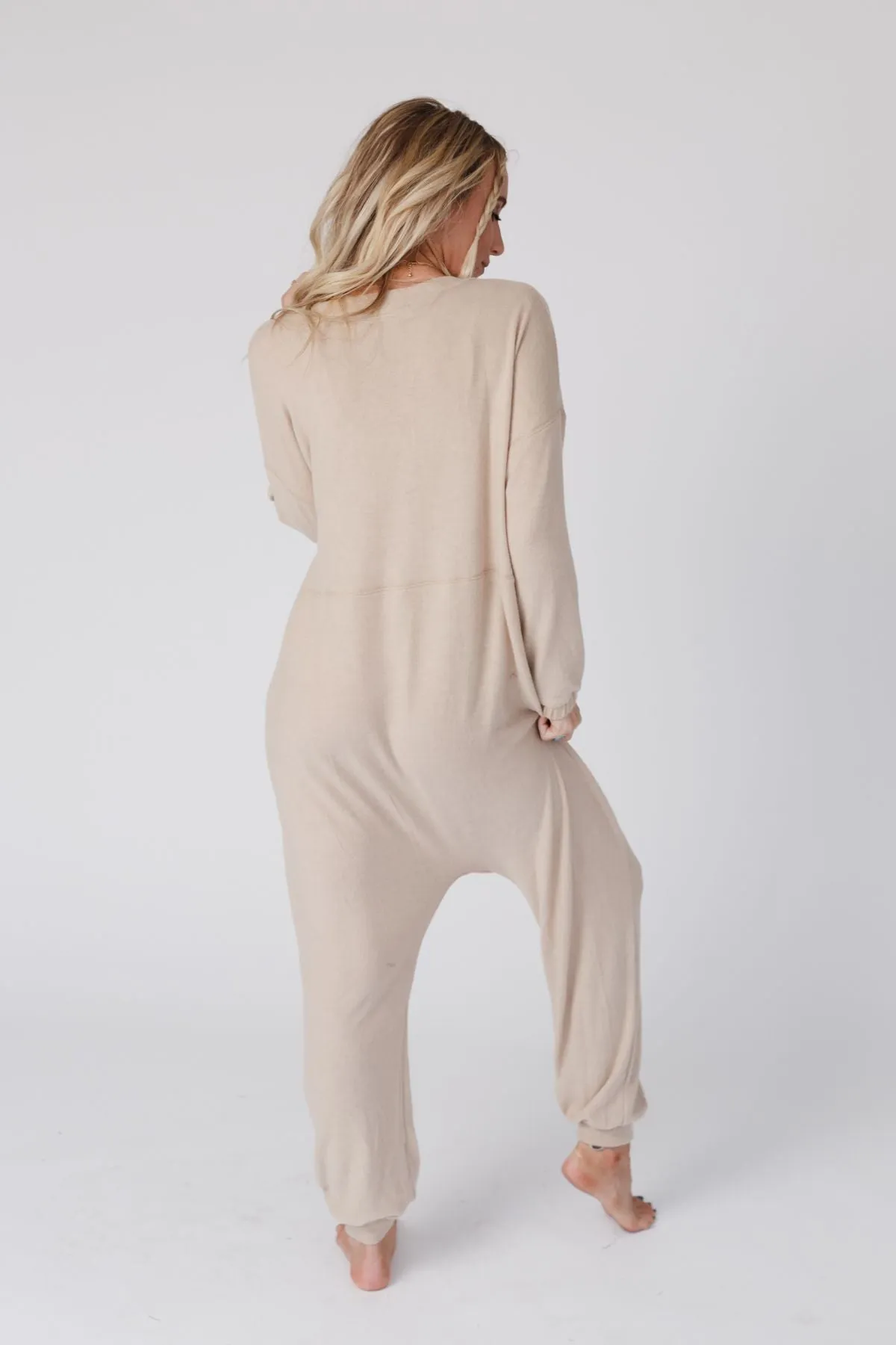 The Perfect Long Sleeve Harem Jumpsuit - Oatmeal