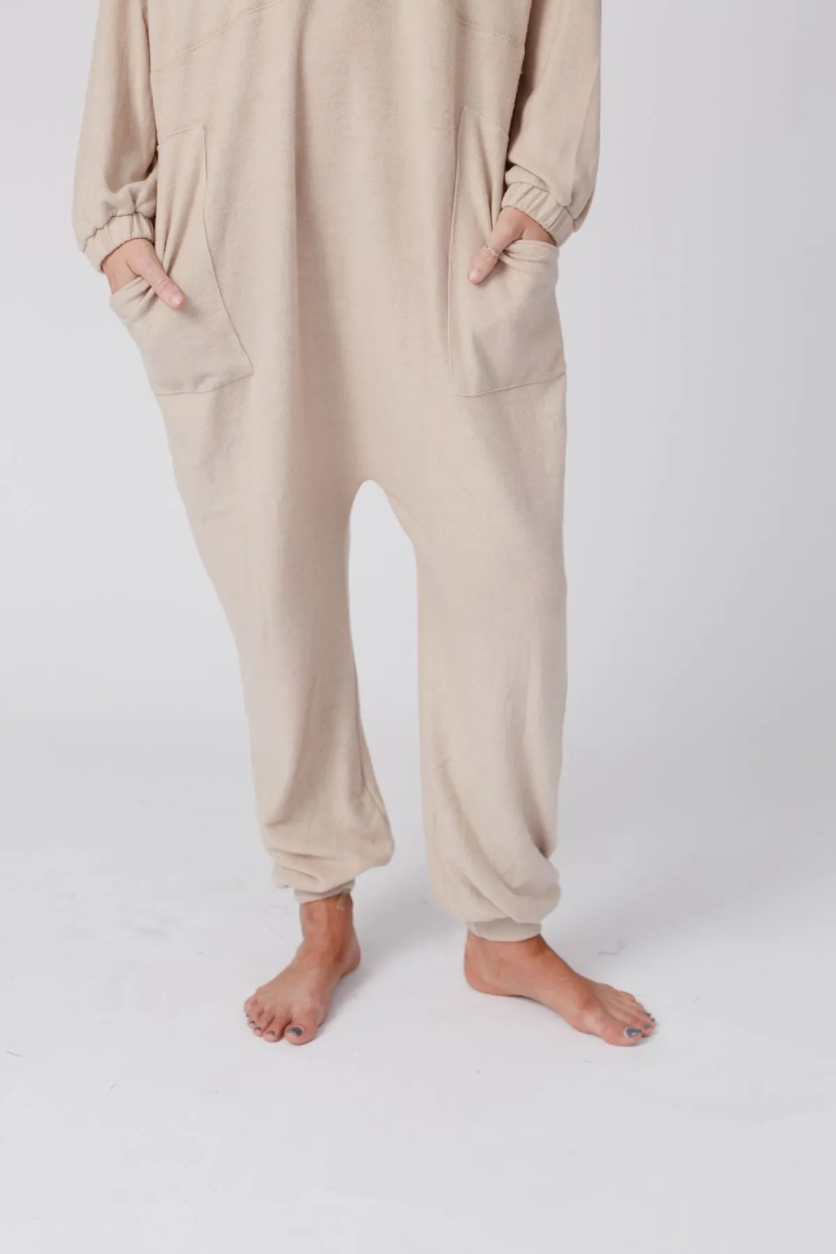 The Perfect Long Sleeve Harem Jumpsuit - Oatmeal