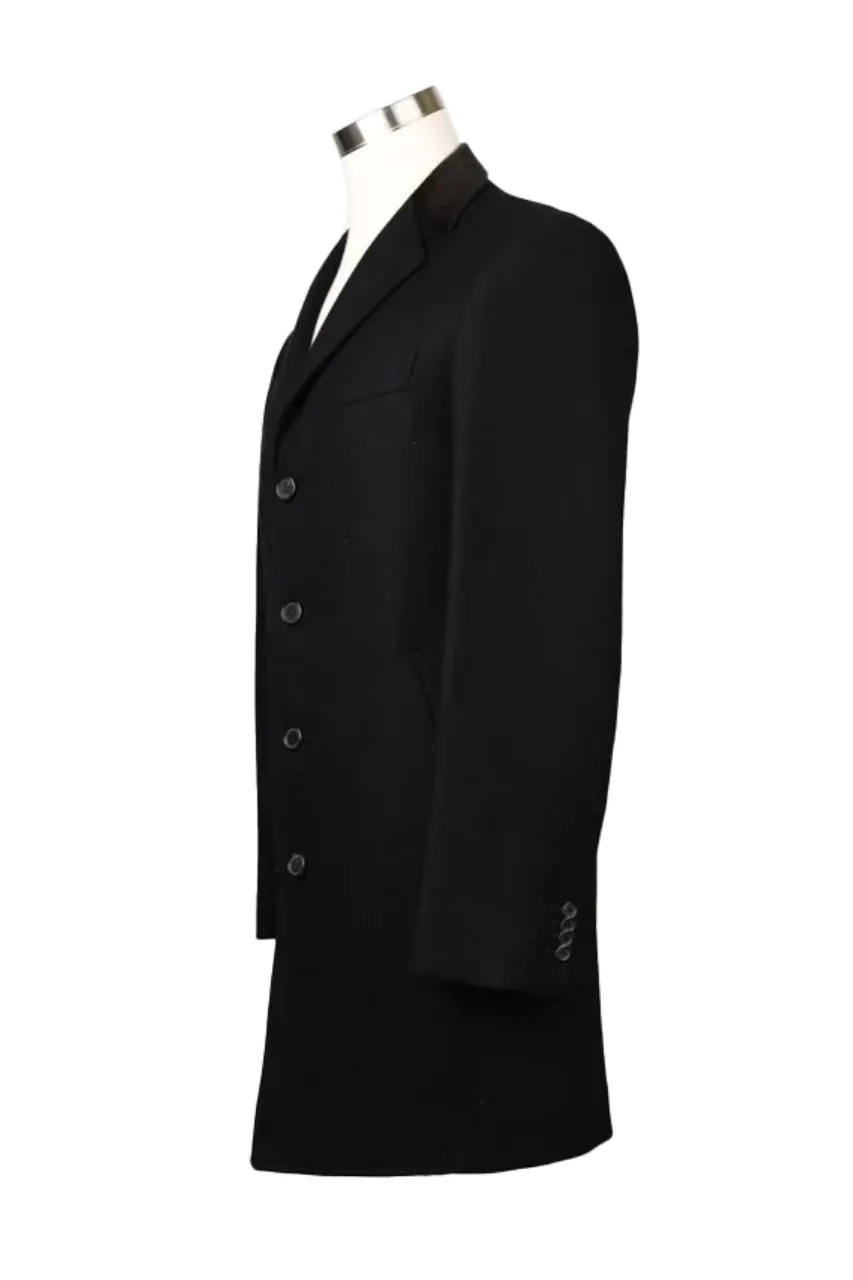 Thick Wool Dress Coat w/ Satin Collar