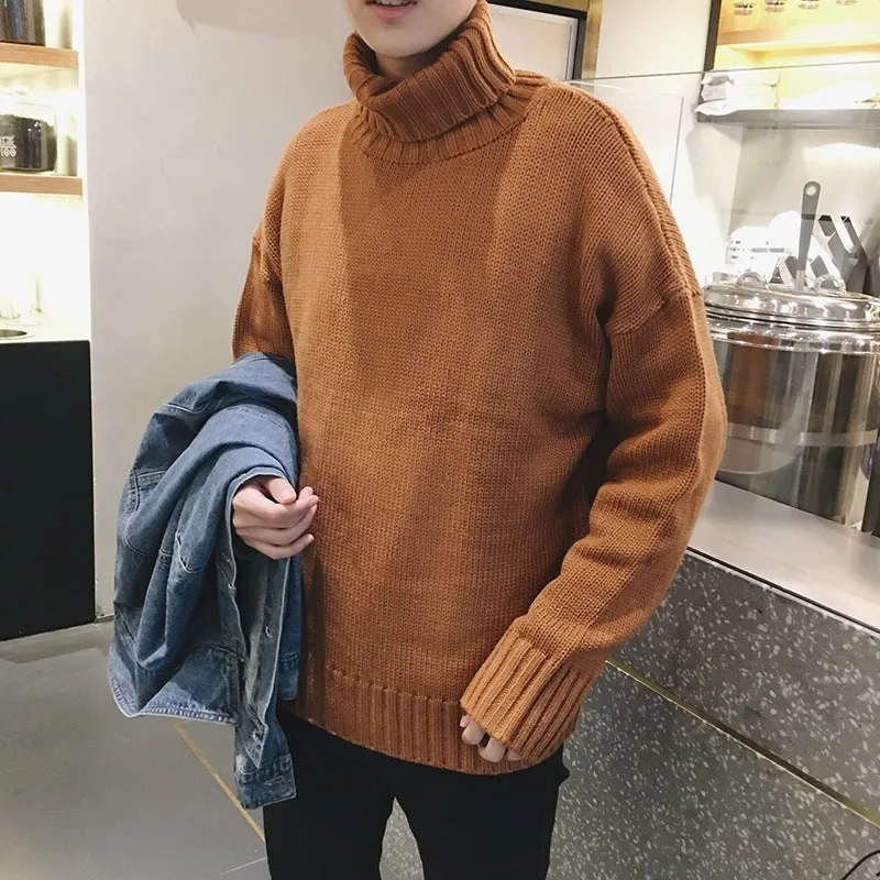 Toleet winter outfits men Knitwear Coat Men's Autumn and Winter Turtleneck Sweater Men's Korean Style Trendy Thickened BF Loose