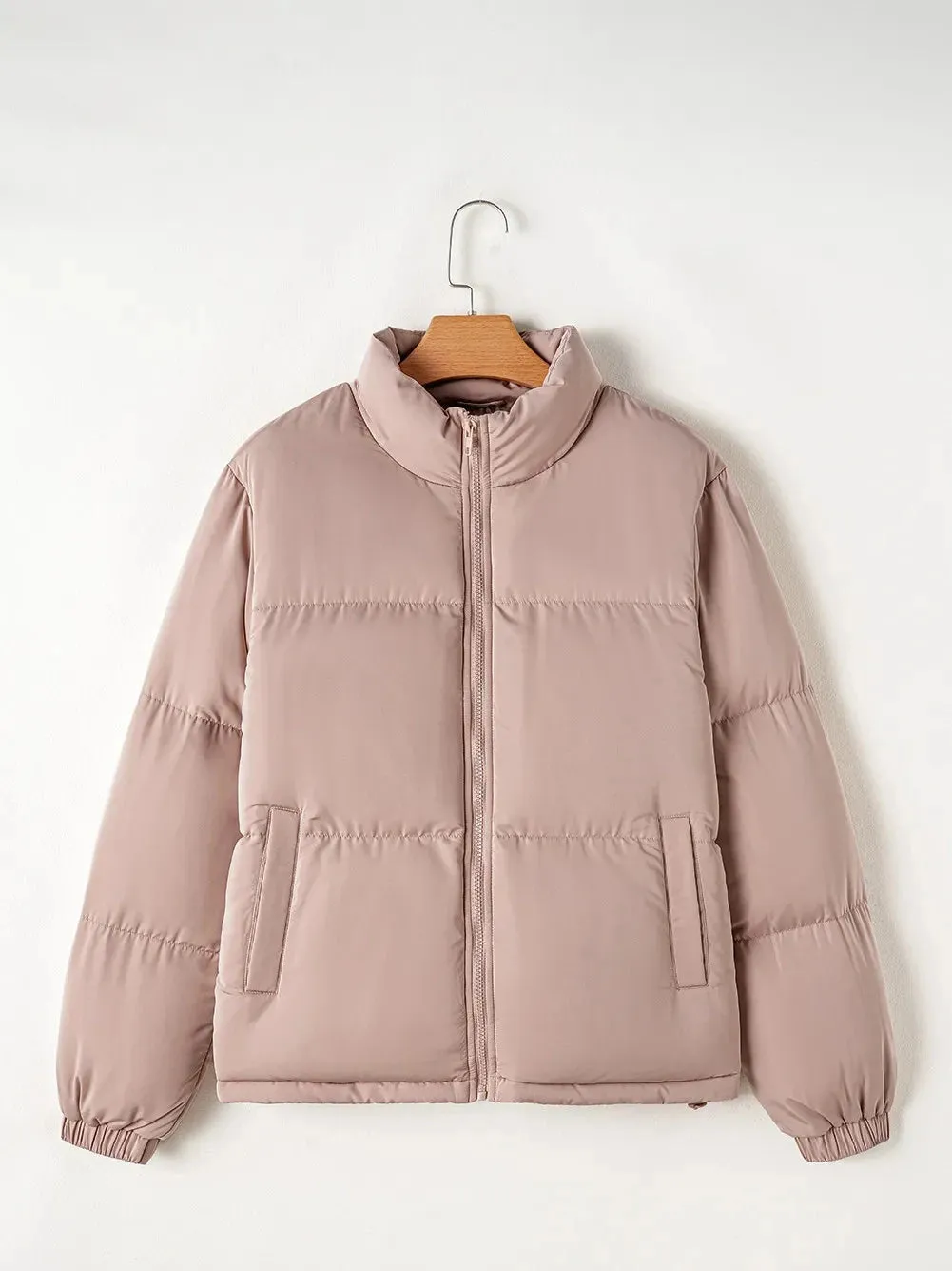 Turtleneck Zip Up Long Sleeve Winter Coat