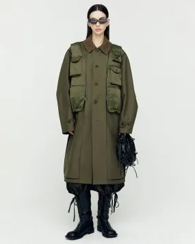 UNISEX VEST LAYERED INSIDE-OUT COAT awa642u(KHAKI)