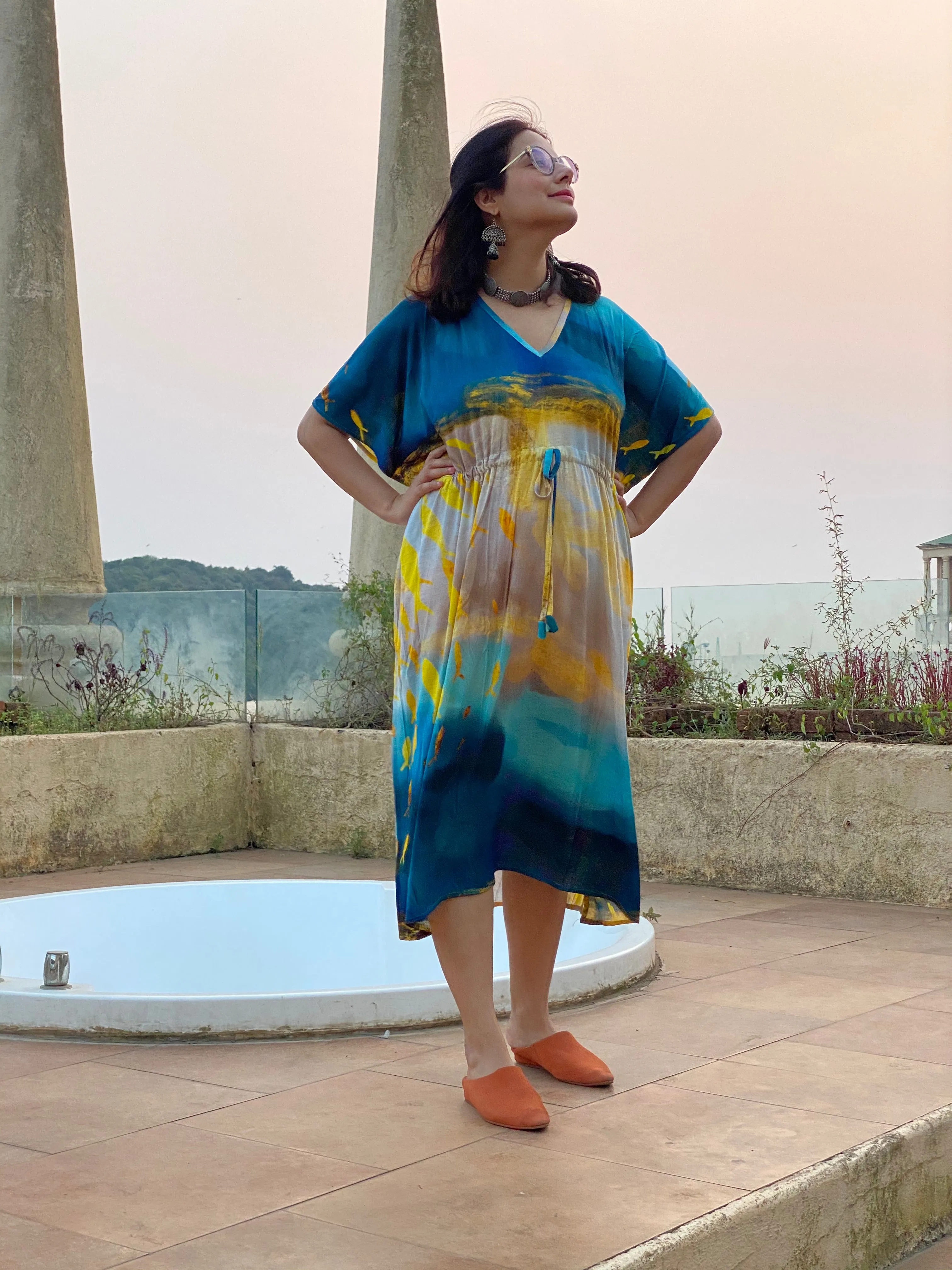 Upstream "Timeless" Style Caftan | Soft Jersey Knit Organic Cotton | Perfect Loungewear House Dress