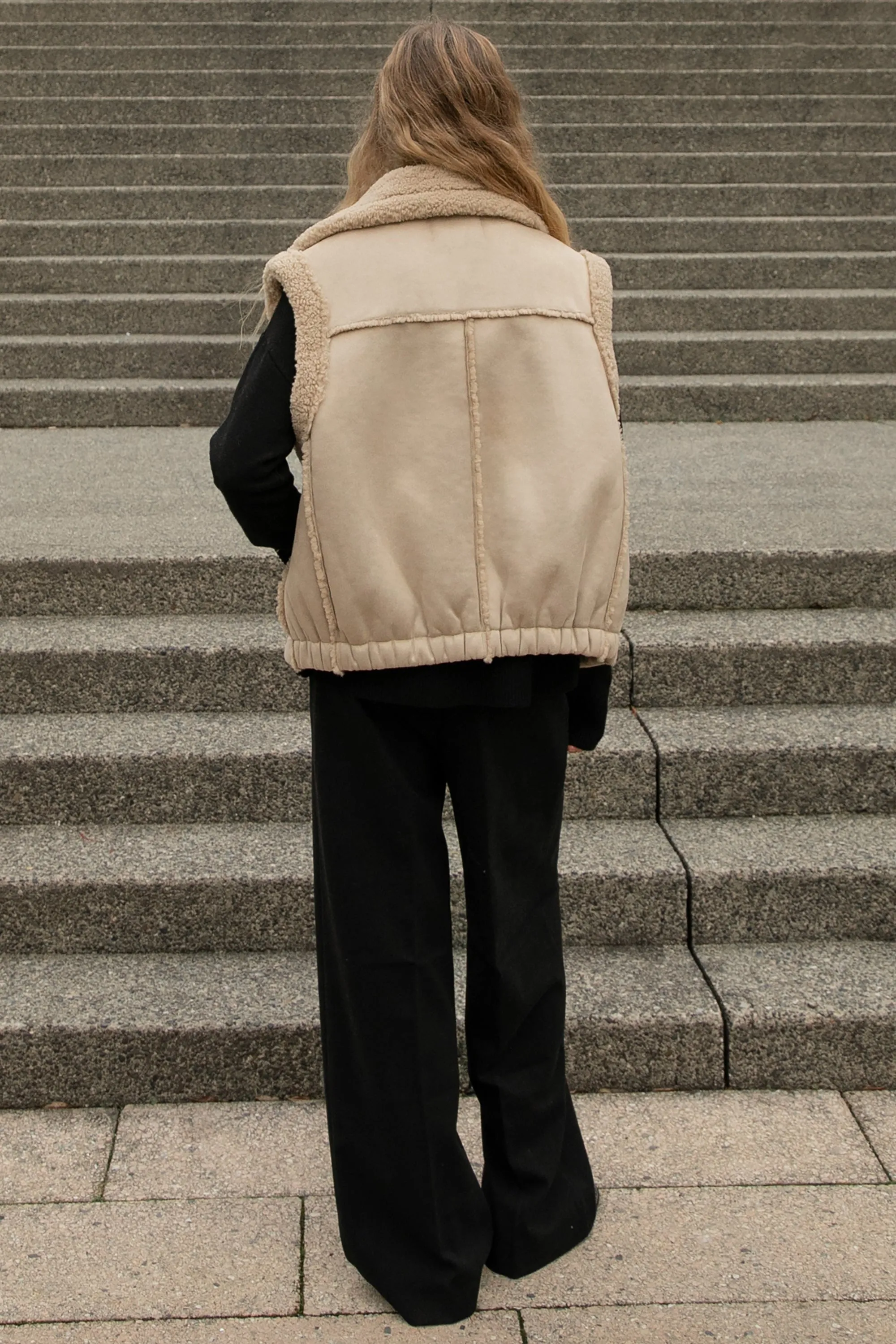 VEGAN SUEDE SHERPA AVIATOR VEST