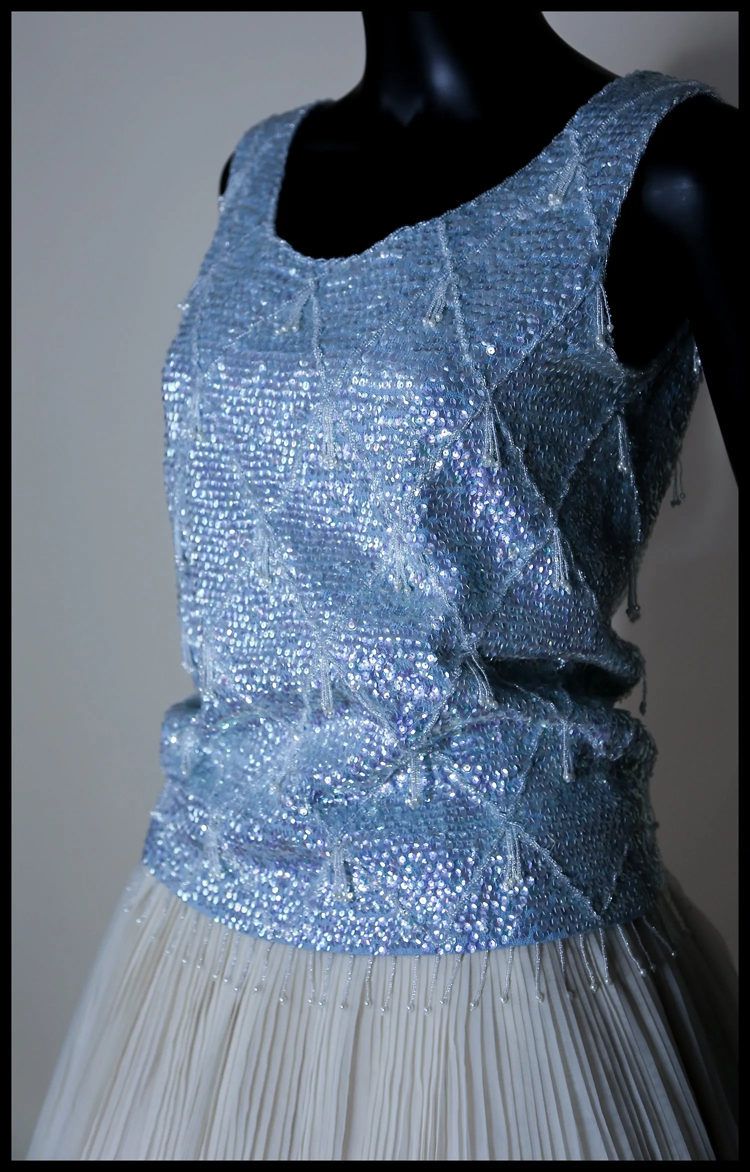 Vintage 1950s Blue Sequin Top