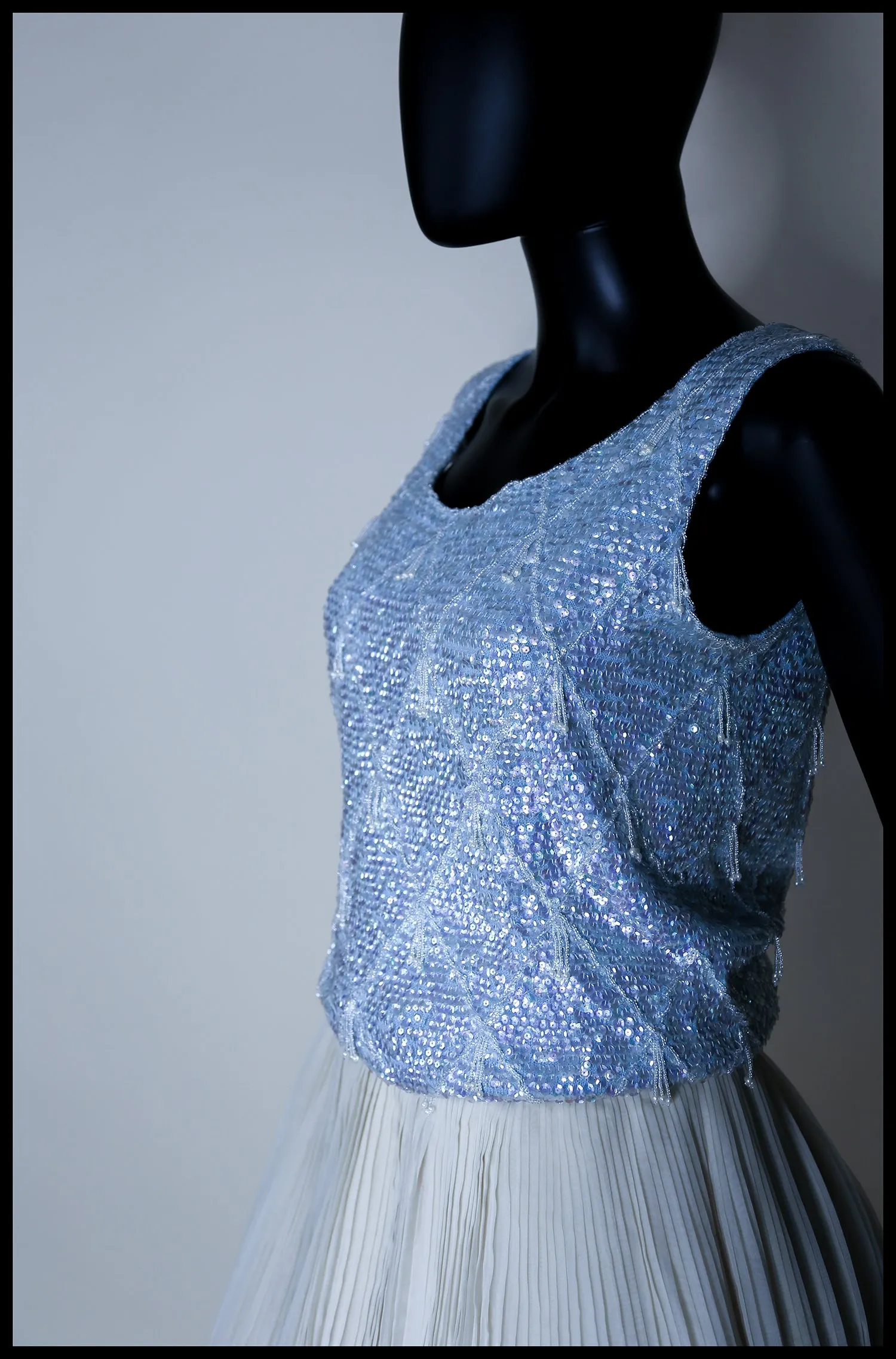 Vintage 1950s Blue Sequin Top