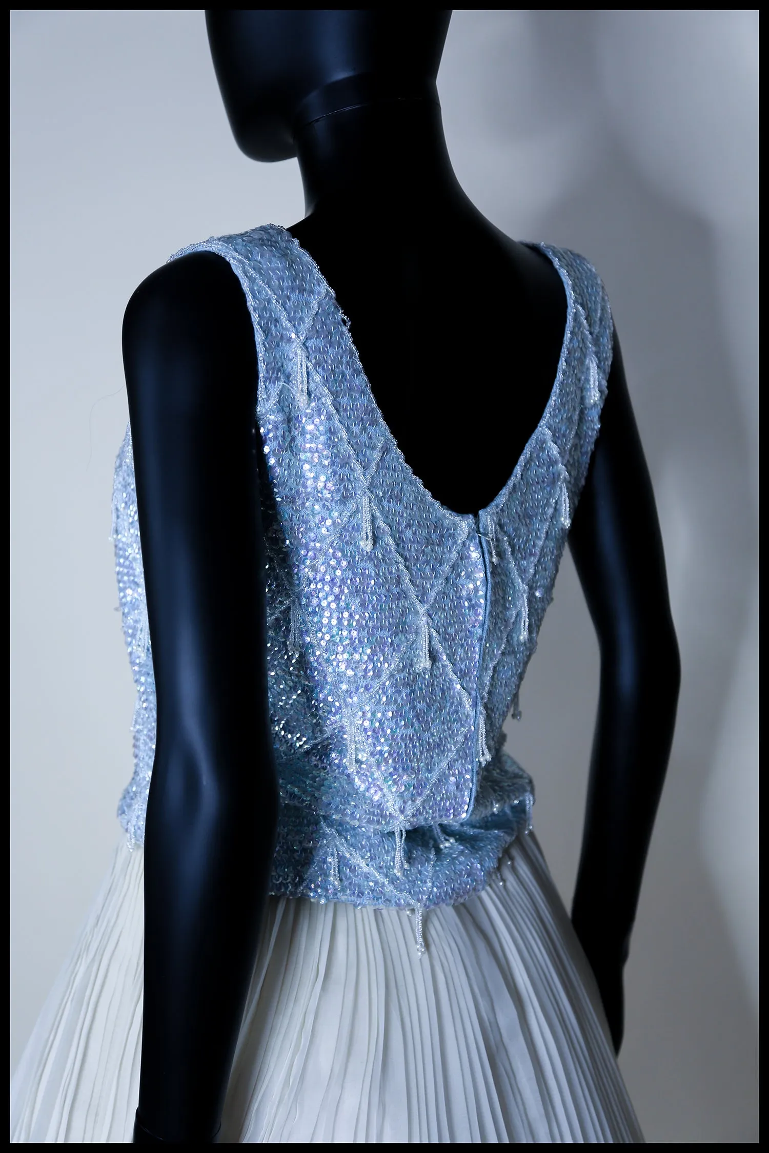 Vintage 1950s Blue Sequin Top