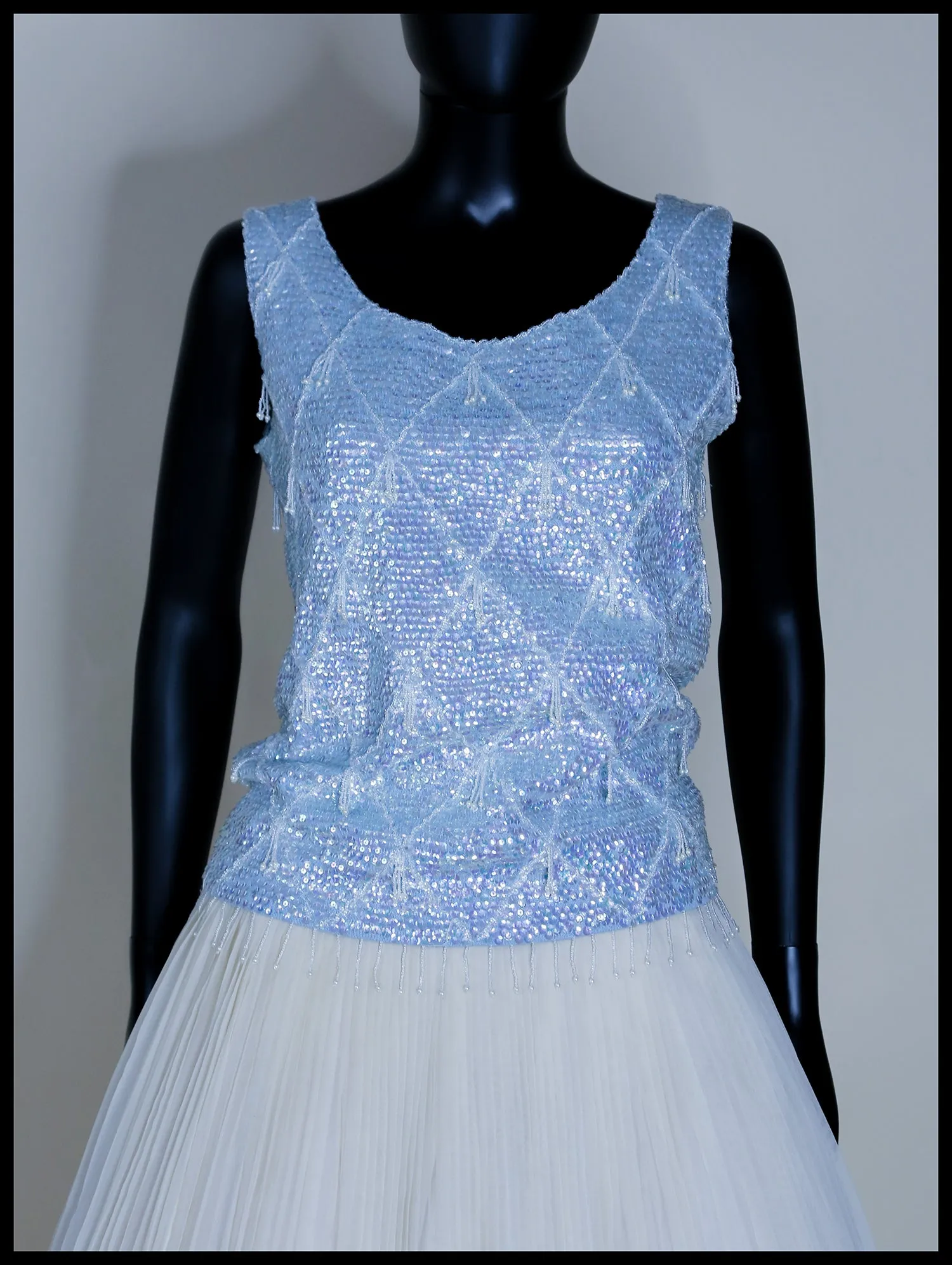 Vintage 1950s Blue Sequin Top